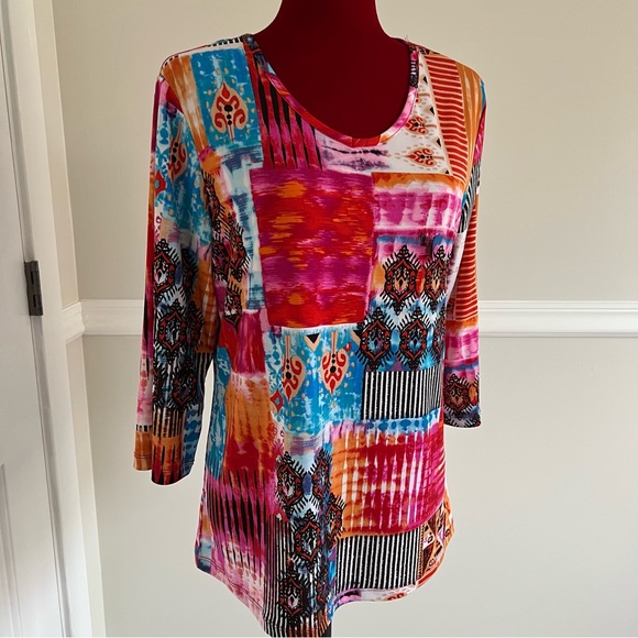 Susan Graver Tops - Susan Graver printed liquid knit 3/4 sleeve top